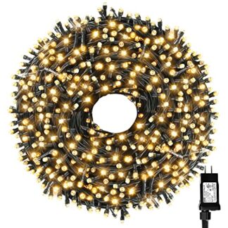 Tcamp 105FT 300LEDs Christmas Tree Lights Outdoor Indoor String Lights End to End Plug, 8 Modes Waterproof UL Certified Fairy Lights for Christmas Wedding Holiday (Warm White)